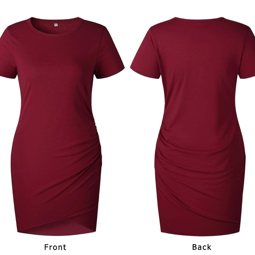Women’s Ruched Bodycon Mini T-Shirt Dress – Short Sleeve Crew Neck - Size Medium